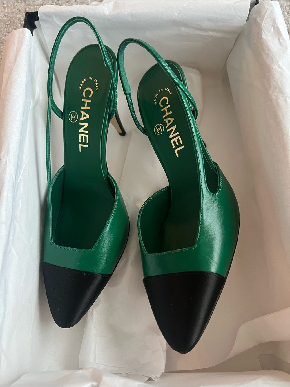 Chanel 26A size 36 C green black slingbacks - Picture 8 of 9